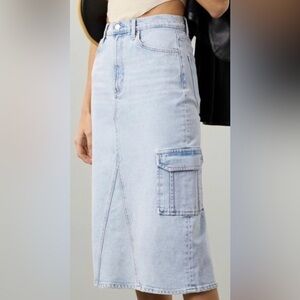 New*Rails Denim Highland Cargo Rivera light wash midi jean skirt~Size:28~